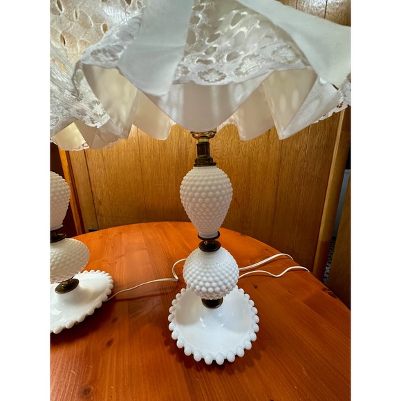 Vintage Milk Glass Hobnail Lamps - Set of 2 - Picture 8 of 11